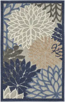 3' X 4' Blue And Gray Indoor Outdoor Area Rug