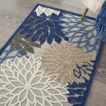 3' X 4' Blue And Gray Indoor Outdoor Area Rug
