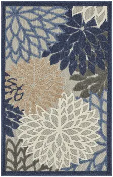 3' X 4' Blue And Gray Indoor Outdoor Area Rug