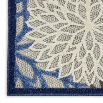 4' X 6' Blue And Gray Indoor Outdoor Area Rug