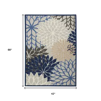 4' X 6' Blue And Gray Indoor Outdoor Area Rug