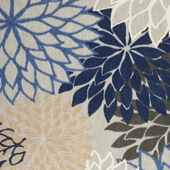 5' X 8' Blue And Gray Floral Indoor Outdoor Area Rug