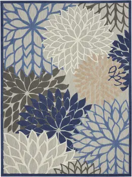 7' X 10' Blue And Gray Indoor Outdoor Area Rug