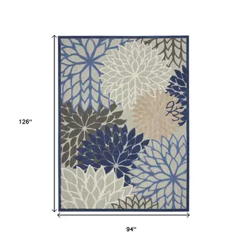 8' X 11' Blue And Gray Indoor Outdoor Area Rug