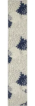 10' Ivory And Blue Indoor Outdoor Area Rug