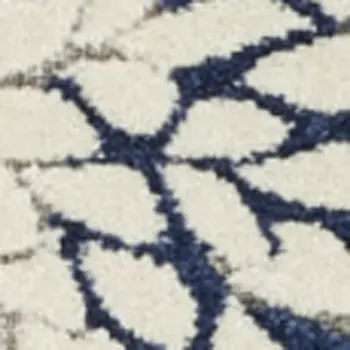 12' Ivory And Blue Indoor Outdoor Runner Rug
