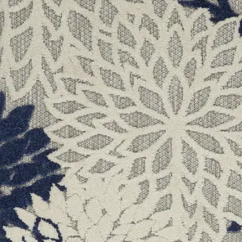 8' Ivory And Blue Indoor Outdoor Area Rug