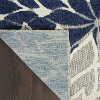 4' X 6' Ivory And Blue Indoor Outdoor Area Rug