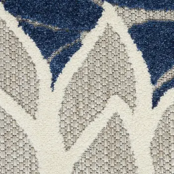 4' X 6' Ivory And Blue Indoor Outdoor Area Rug