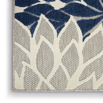 4' X 6' Ivory And Blue Indoor Outdoor Area Rug