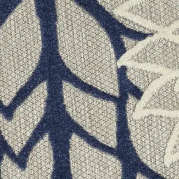 4' Ivory And Blue Round Indoor Outdoor Area Rug