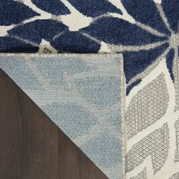 5' X 8' Ivory And Blue Floral Indoor Outdoor Area Rug
