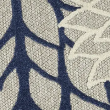 5' Ivory And Blue Round Indoor Outdoor Area Rug
