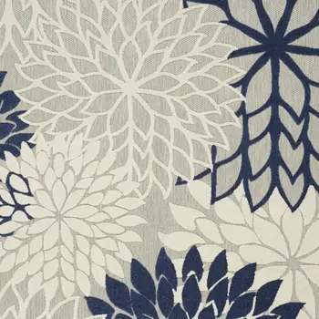 8' X 11' Ivory And Blue Indoor Outdoor Area Rug
