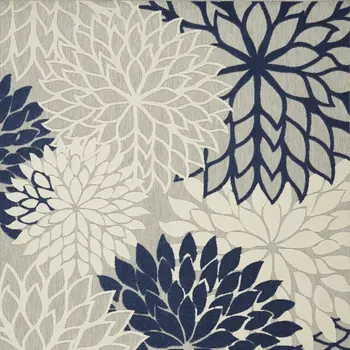 8' X 11' Ivory And Blue Indoor Outdoor Area Rug