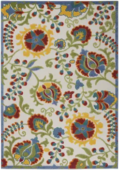 4' X 6' Green And Ivory Indoor Outdoor Area Rug