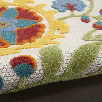 4' Green And Ivory Round Indoor Outdoor Area Rug