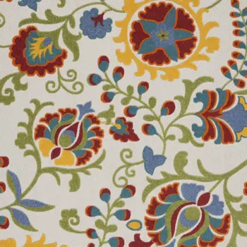 7' X 10' Green And Ivory Handmade Indoor Outdoor Area Rug