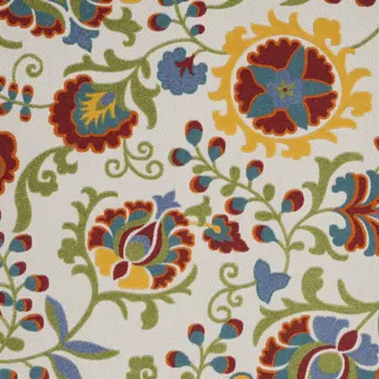 7' X 10' Green And Ivory Handmade Indoor Outdoor Area Rug