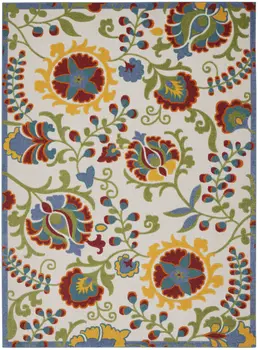 8' X 11' Green And Ivory Indoor Outdoor Area Rug