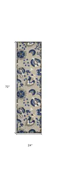 6' Blue And Gray Indoor Outdoor Area Rug