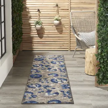 8' Blue And Gray Indoor Outdoor Area Rug