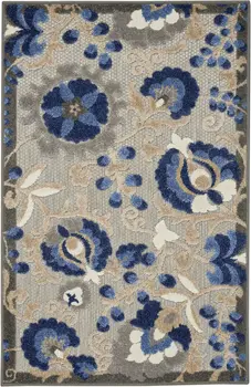 3' X 4' Blue And Gray Indoor Outdoor Area Rug