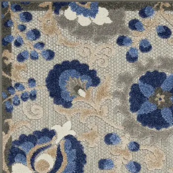 3' X 4' Blue And Gray Indoor Outdoor Area Rug