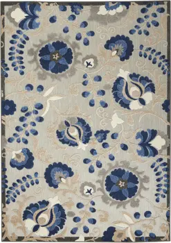 4' X 6' Blue And Gray Indoor Outdoor Area Rug