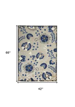 4' X 6' Blue And Gray Indoor Outdoor Area Rug