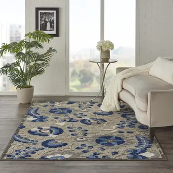 4' X 6' Blue And Gray Indoor Outdoor Area Rug