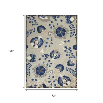 6' X 9' Blue And Gray Indoor Outdoor Area Rug