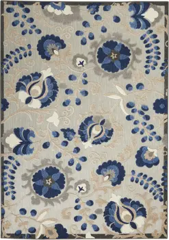 6' X 9' Blue And Gray Indoor Outdoor Area Rug