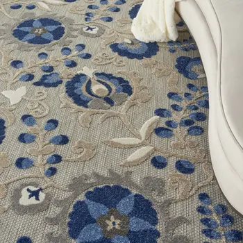 6' X 9' Blue And Gray Indoor Outdoor Area Rug