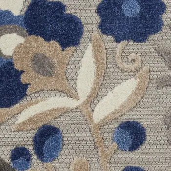 8' Blue And Gray Round Indoor Outdoor Area Rug