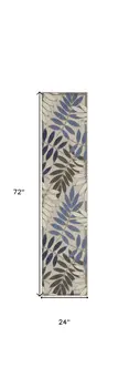 6' Blue And Gray Floral Indoor Outdoor Area Rug
