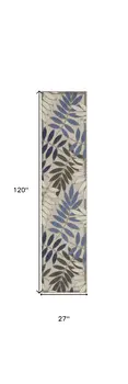 10' Blue And Gray Floral Indoor Outdoor Area Rug