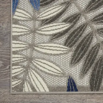 3' X 4' Blue And Gray Floral Indoor Outdoor Area Rug