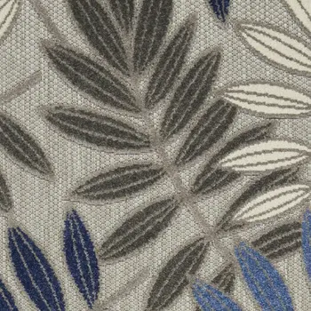 3' X 4' Blue And Gray Floral Indoor Outdoor Area Rug