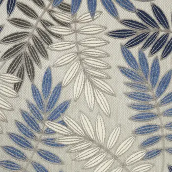 4' X 6' Blue And Gray Floral Indoor Outdoor Area Rug