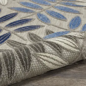 5' X 7' Blue And Gray Floral Indoor Outdoor Area Rug