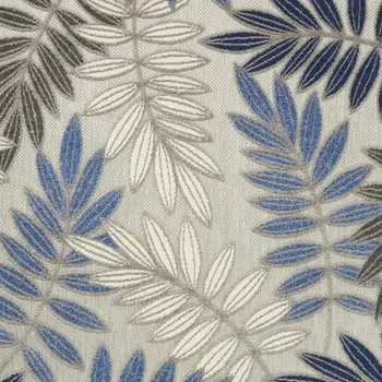 5' X 7' Blue And Gray Floral Indoor Outdoor Area Rug