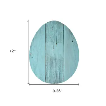 12" Farmhouse Turquoise Wooden Large Egg