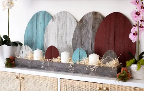 18" Rustic Farmhouse White Wash Wood Large Egg