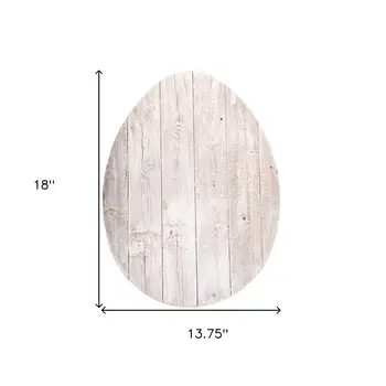 18" Rustic Farmhouse White Wash Wood Large Egg