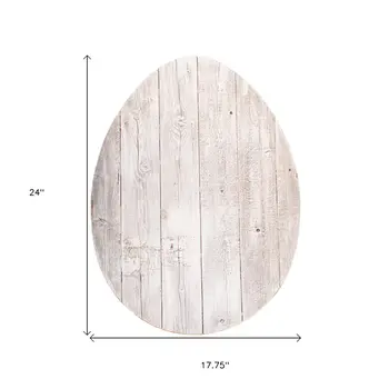 24" Rustic White Wash Wood Large Egg