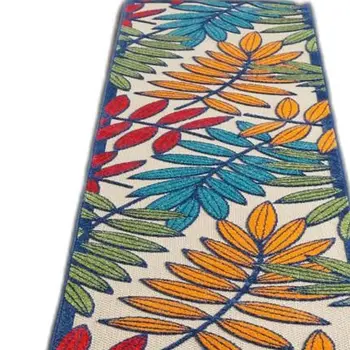 12' Ivory And Blue Floral Indoor Outdoor Runner Rug