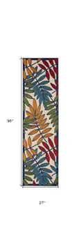 8' Ivory And Blue Floral Indoor Outdoor Area Rug