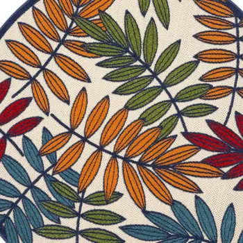 4' Ivory And Blue Round Floral Indoor Outdoor Area Rug