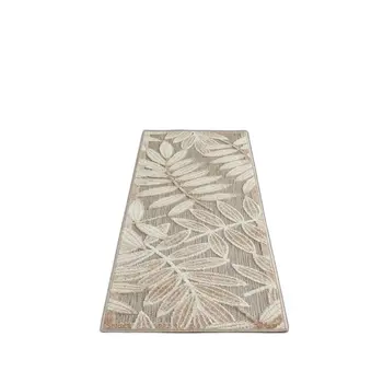 6' Gray And Ivory Floral Indoor Outdoor Runner Rug